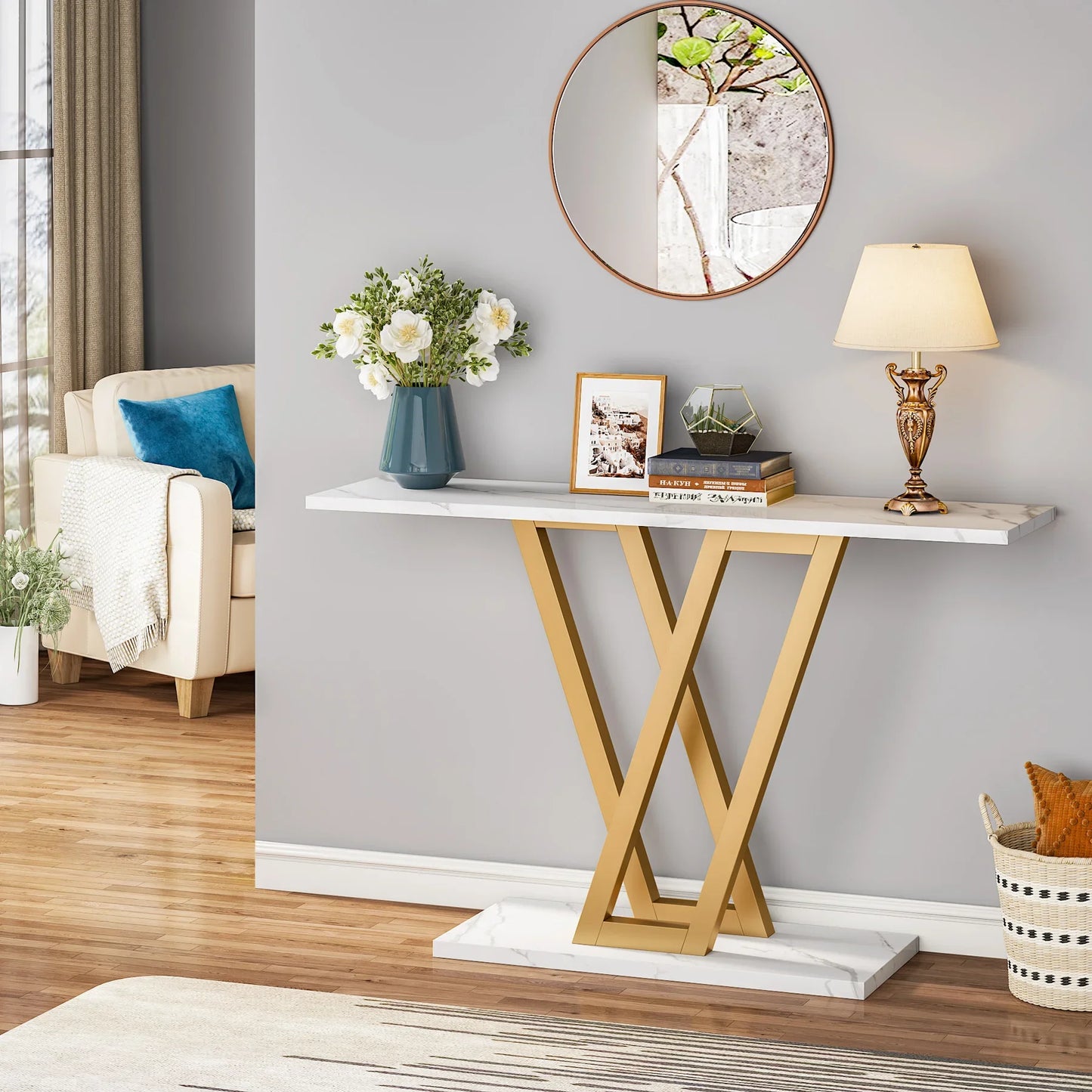 Tribesigns Modern Industrial Console Table For Entryway Living Room