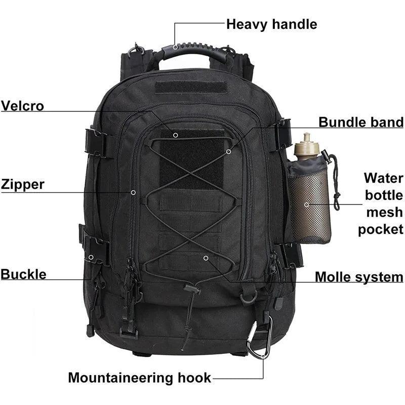 LQARMY Waterproof Tactical Backpack With Integrated Molle Gear Webbing