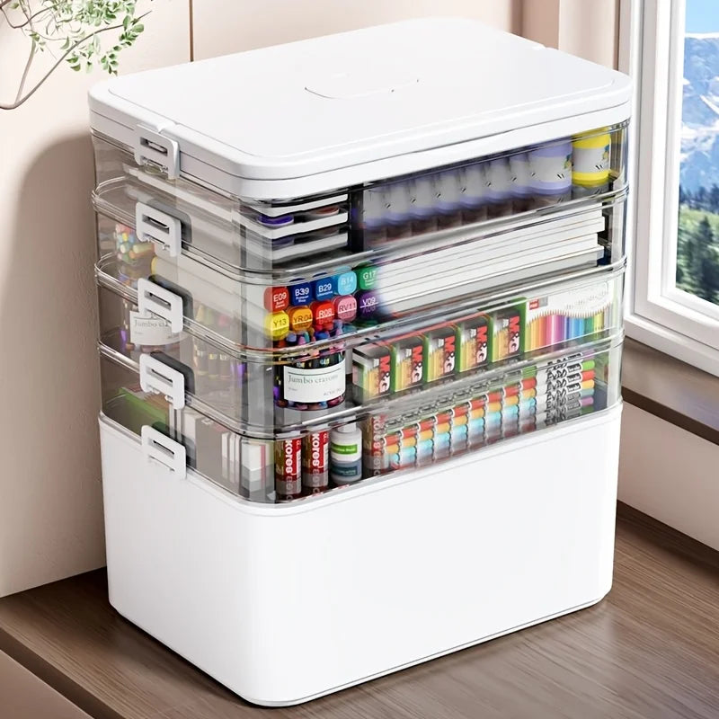 Large Capacity Multi Layer Transparent First Aid Box With Compartments