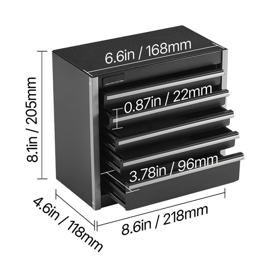 SucceBuy 5 Drawer Metal Tool Box Portable Chest For Garage