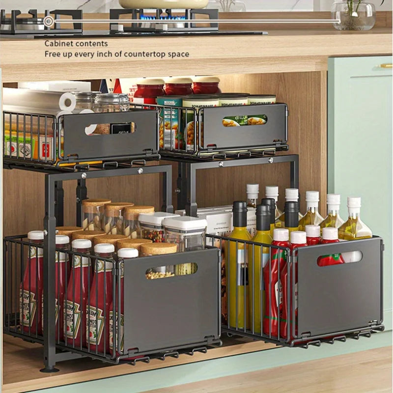 AEHOME 2 Tier Slide Out Cabinet Organizer Heavy Duty Sink