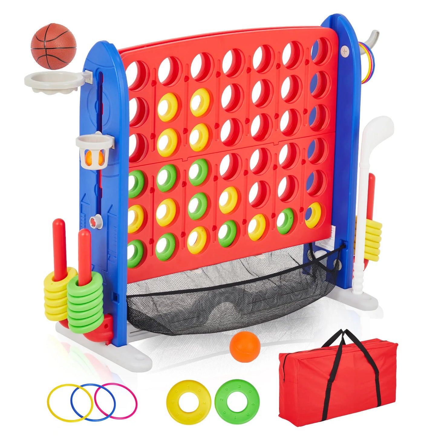 Giant Four In A Row Basketball Ring Toss Outdoor Game