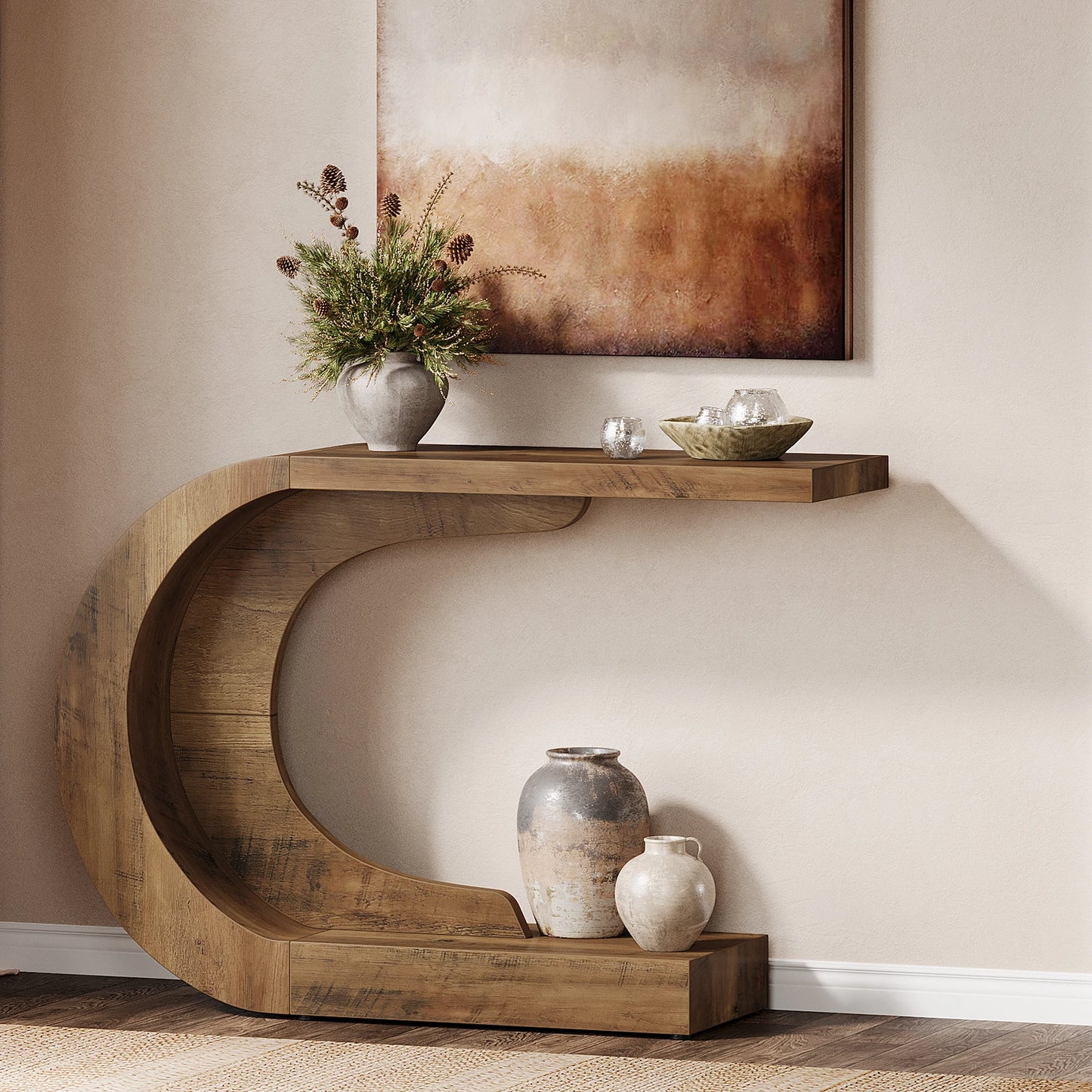 Tribesigns Mid Century Modern Wood Console Table For Entryway