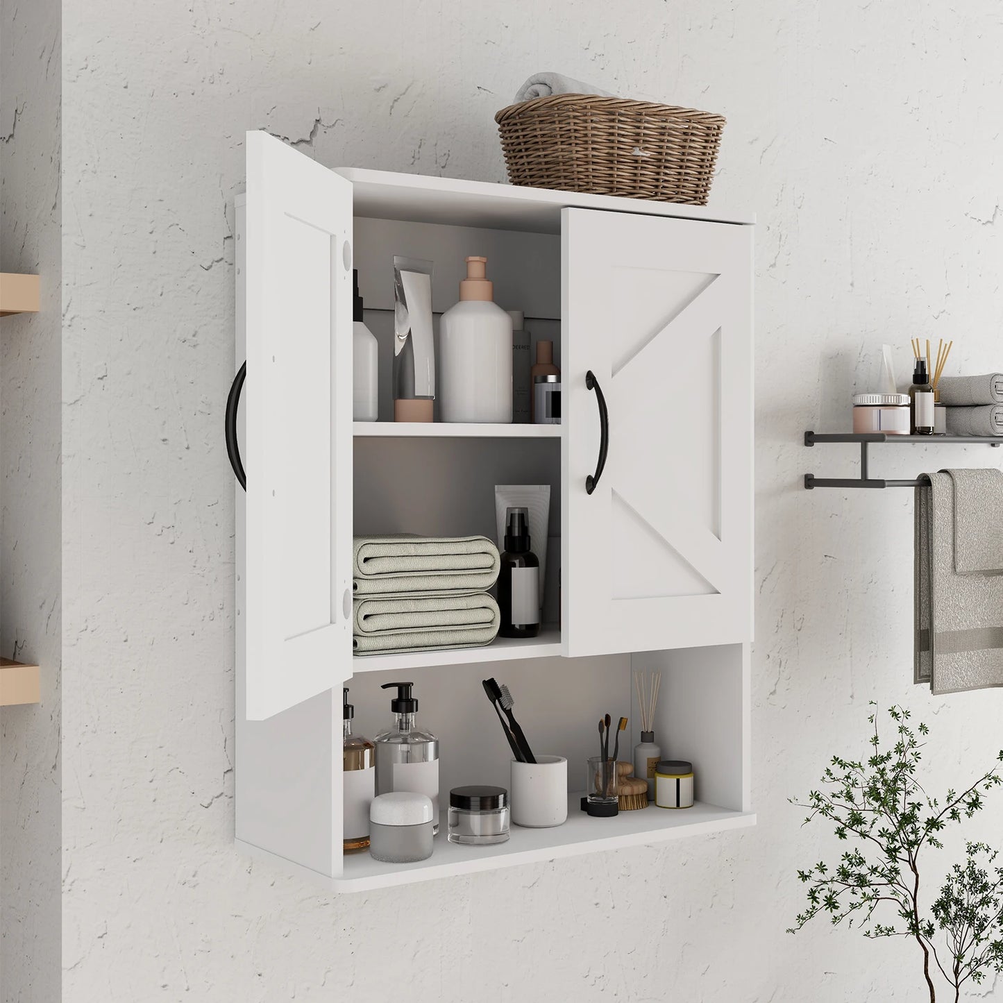 Huisenitre Wall Mounted Cabinet With Adjustable Shelves For Bathroom