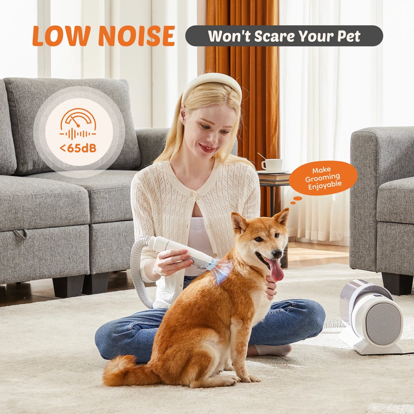 Professional Pet Grooming Vacuum Kit With Cordless Low Noise Clippers For Cats