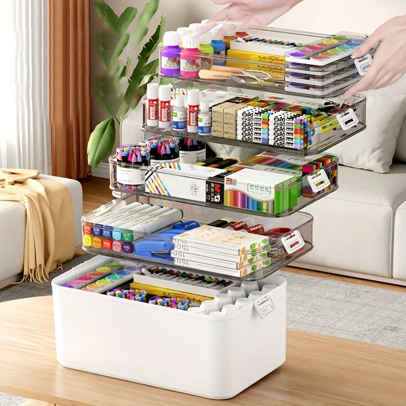Large Capacity Multi Layer Transparent First Aid Box With Compartments