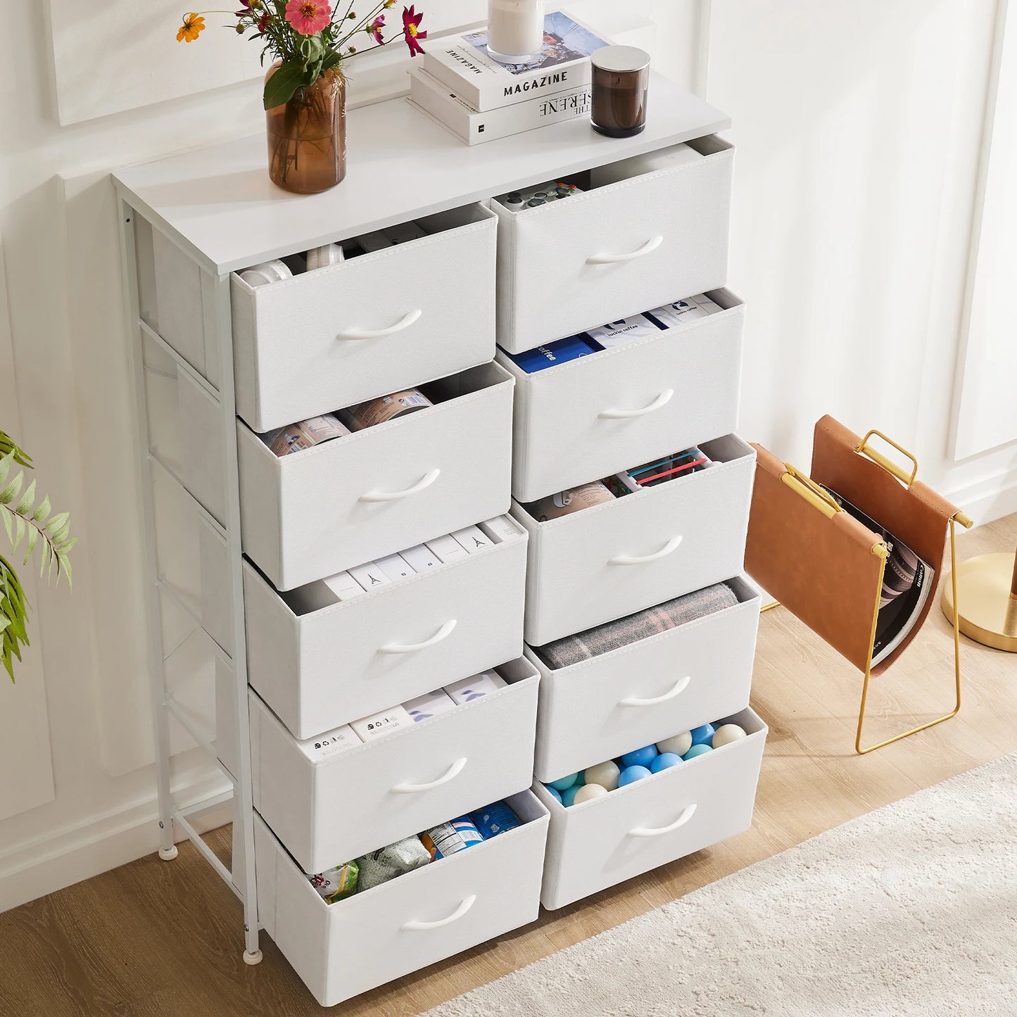 JHK Wardrobes For Bedroom With Fabric Drawers Storage Cabinet