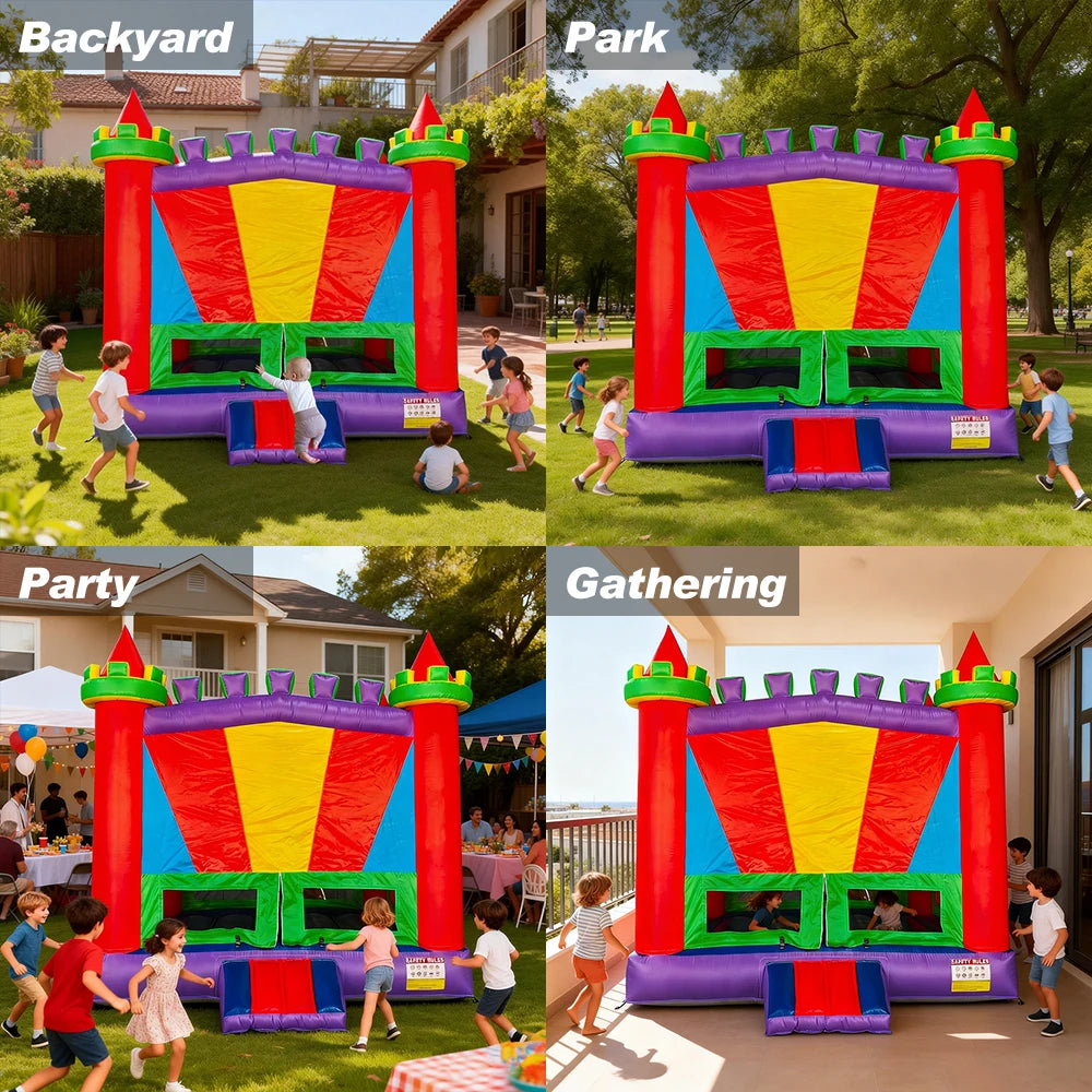 Heavy Duty Inflatable Bounce House With Steeple Top Design