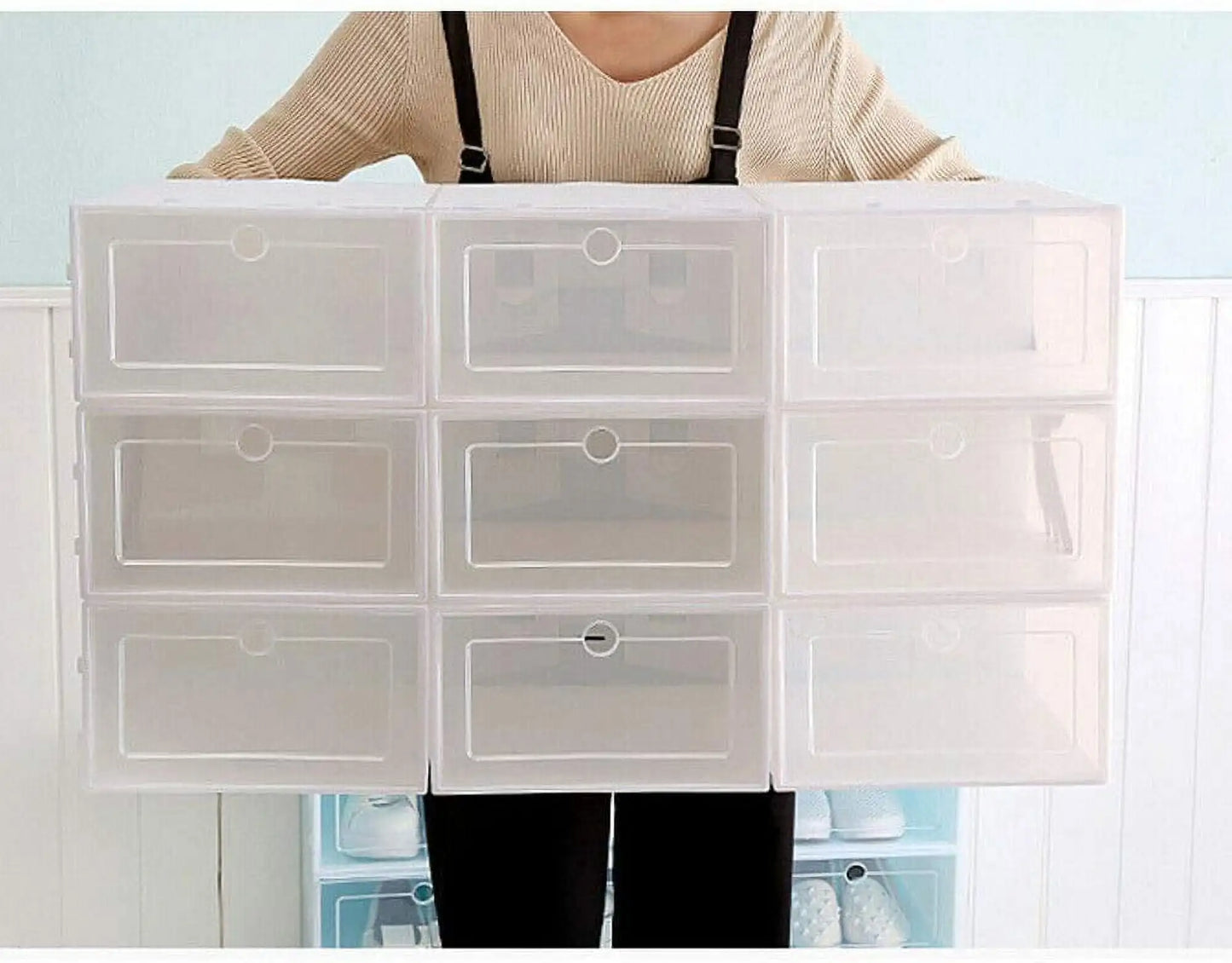 Foldable Flip Shoe Box Set 20 Or 24 Pack Clear Plastic Storage Case