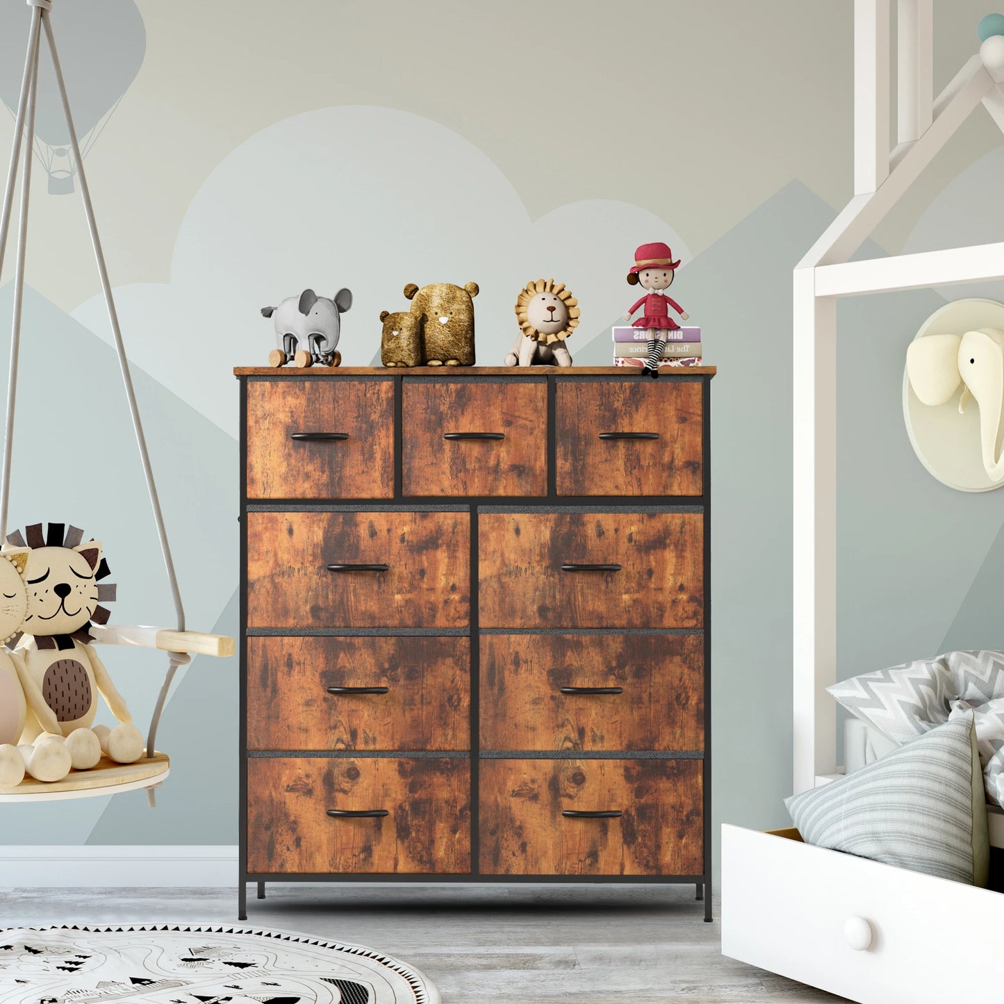 JHK Dresser Wardrobe With 9 Fabric Storage Drawers For Bedroom