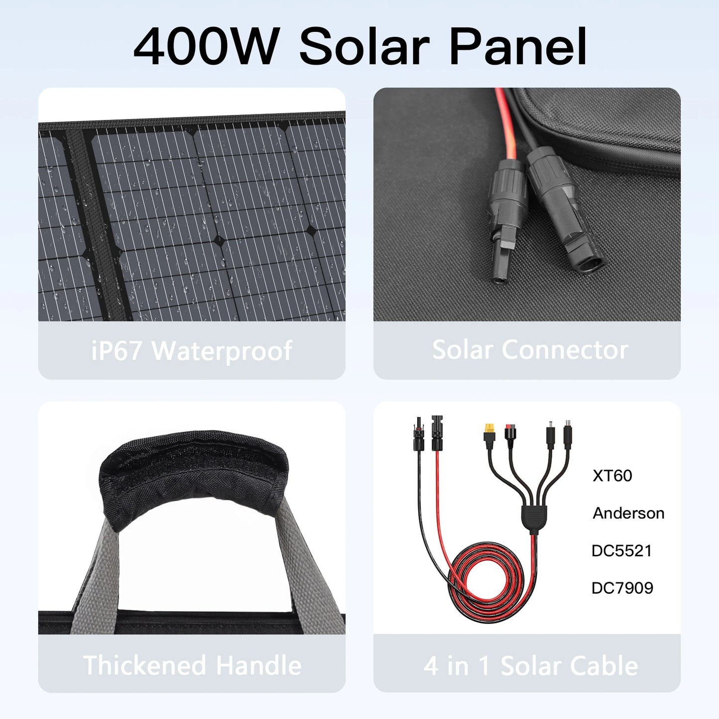 Mhpowos 400W Foldable Solar Panel Waterproof Portable Outdoor