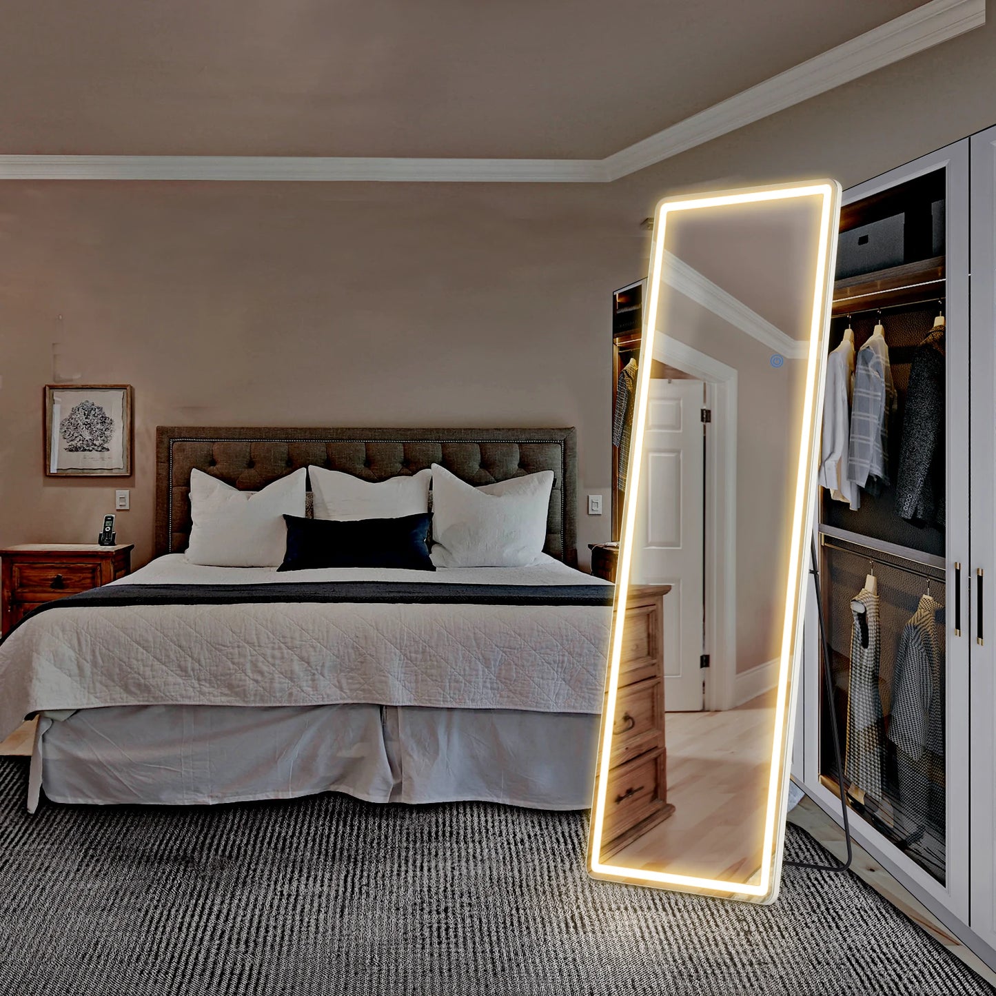 JHK Full Length LED Light Mirror With Aluminum Alloy Frame
