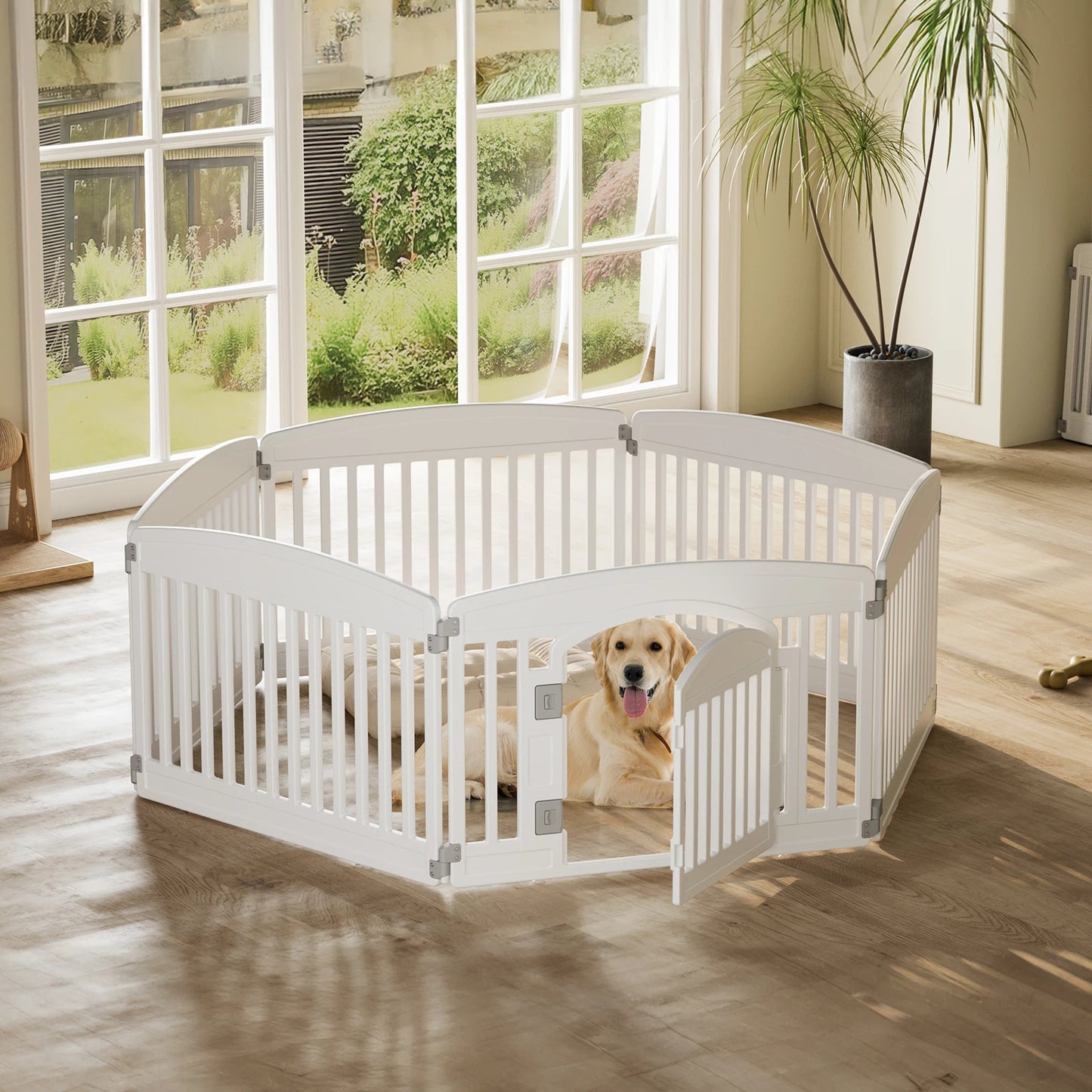 JHK Plastic Dog Playpen Six Panel Portable Indoor Outdoor Fence