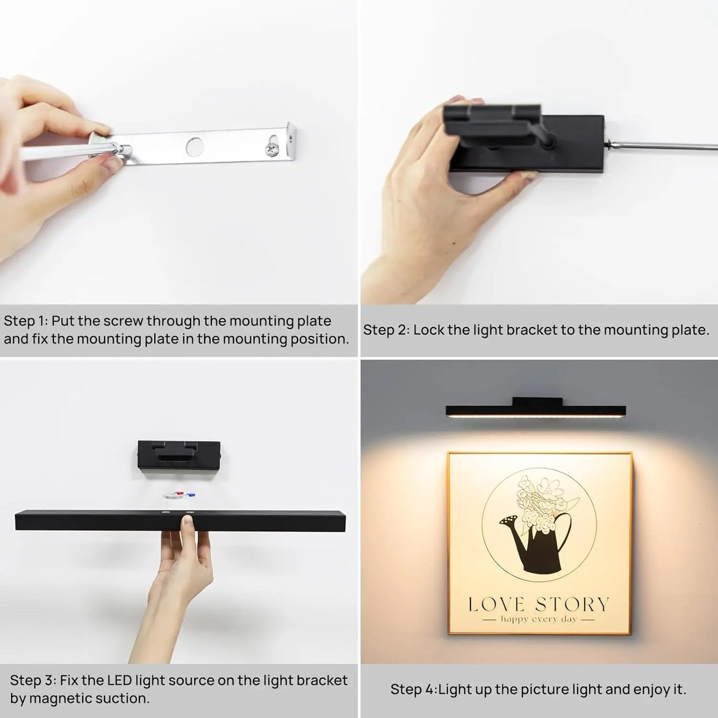 PRTILOUD Wireless Picture Light CCT Dimmable With Remote