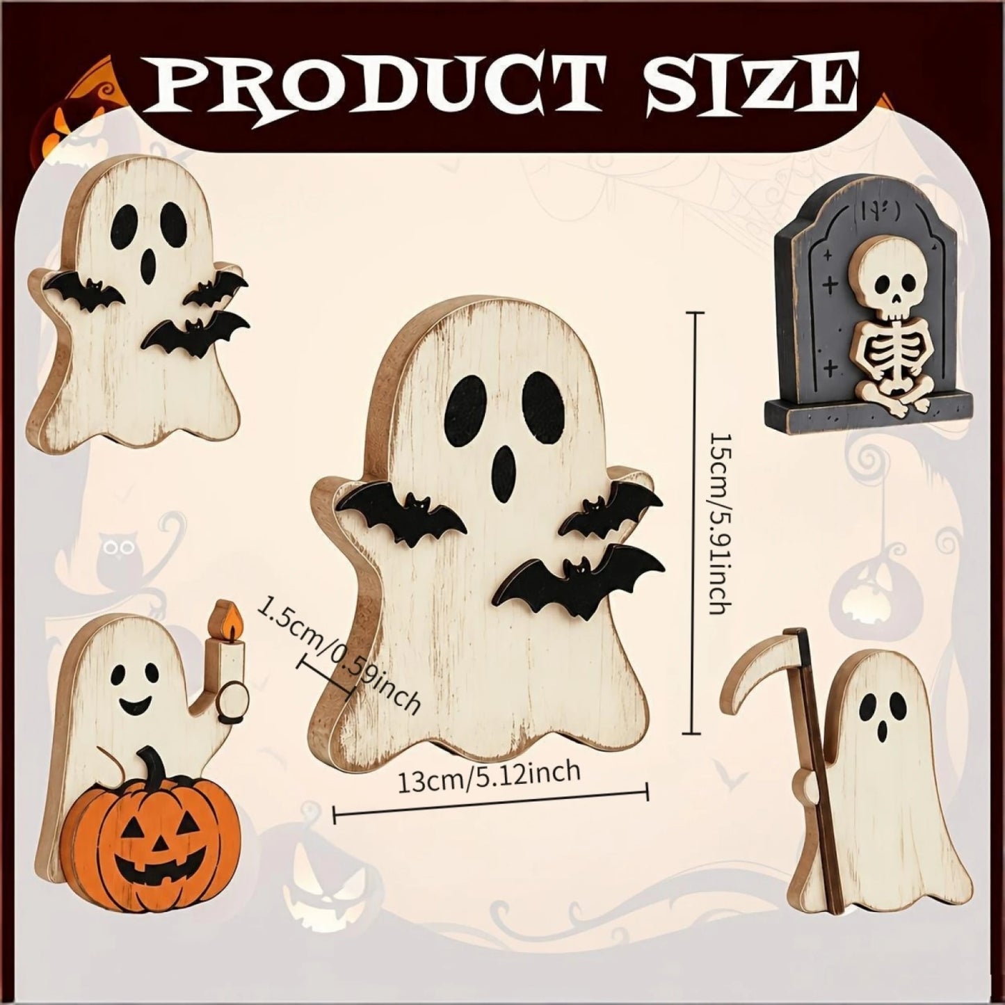 Halloween Mini Ghost Tiered Tray Home Decor Accent Set