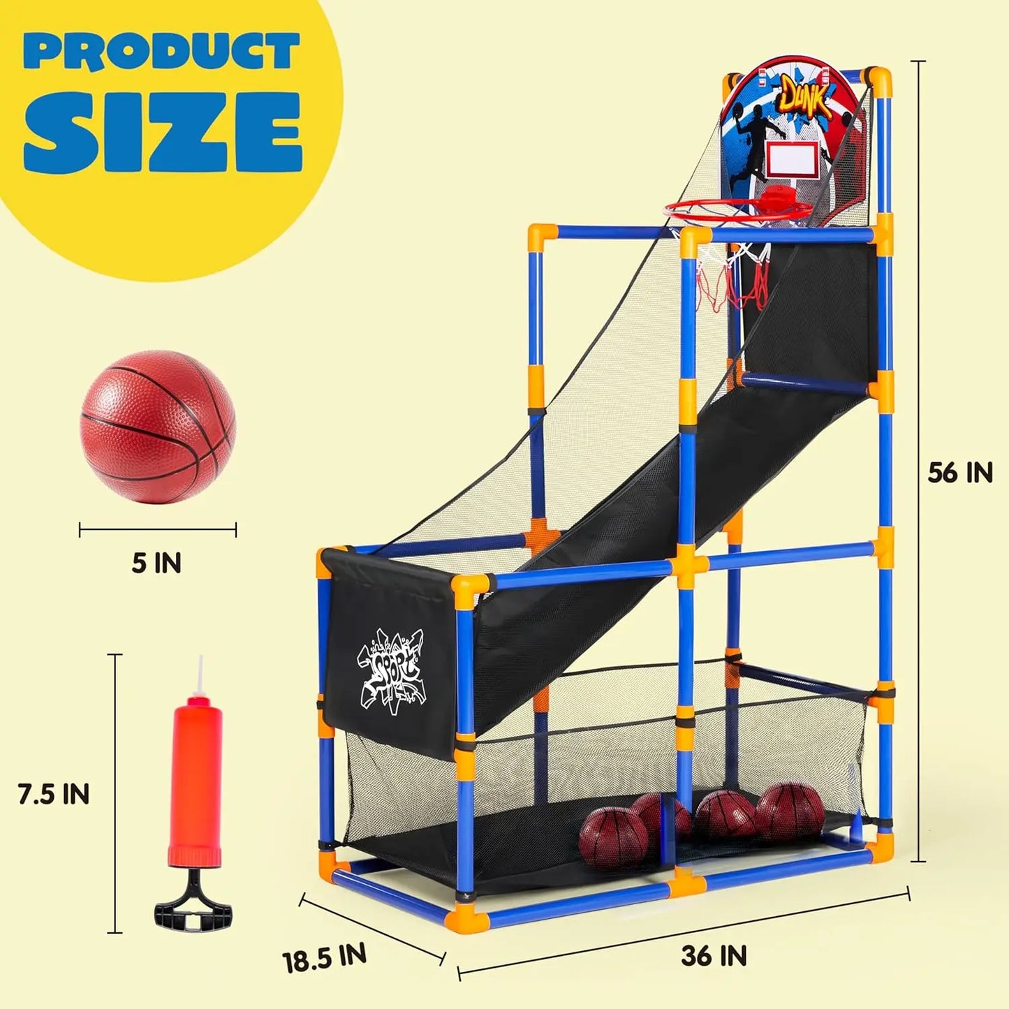 Joyfy Kids Arcade Basketball Stand With 4 Inflatable Balls