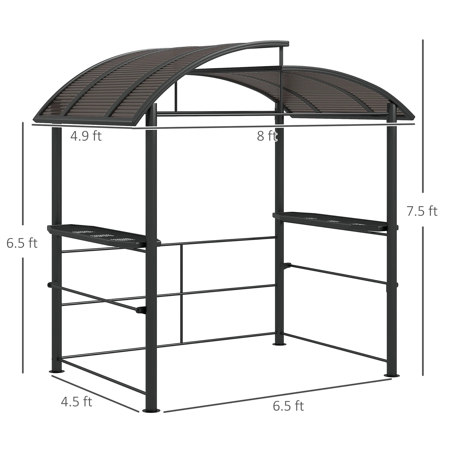 Outdoor Grill Gazebo Canopy With Vented Polycarbonate Roof Shelves