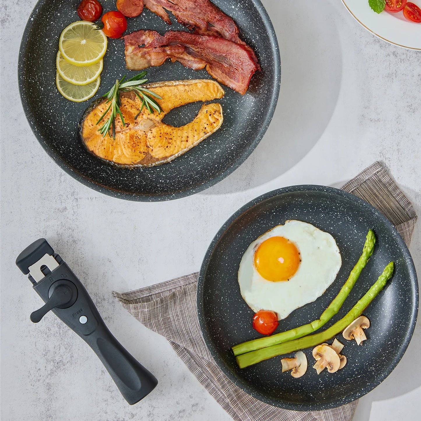 Induction Cookware Set Ten Pieces Nonstick Pans With Removable Handles
