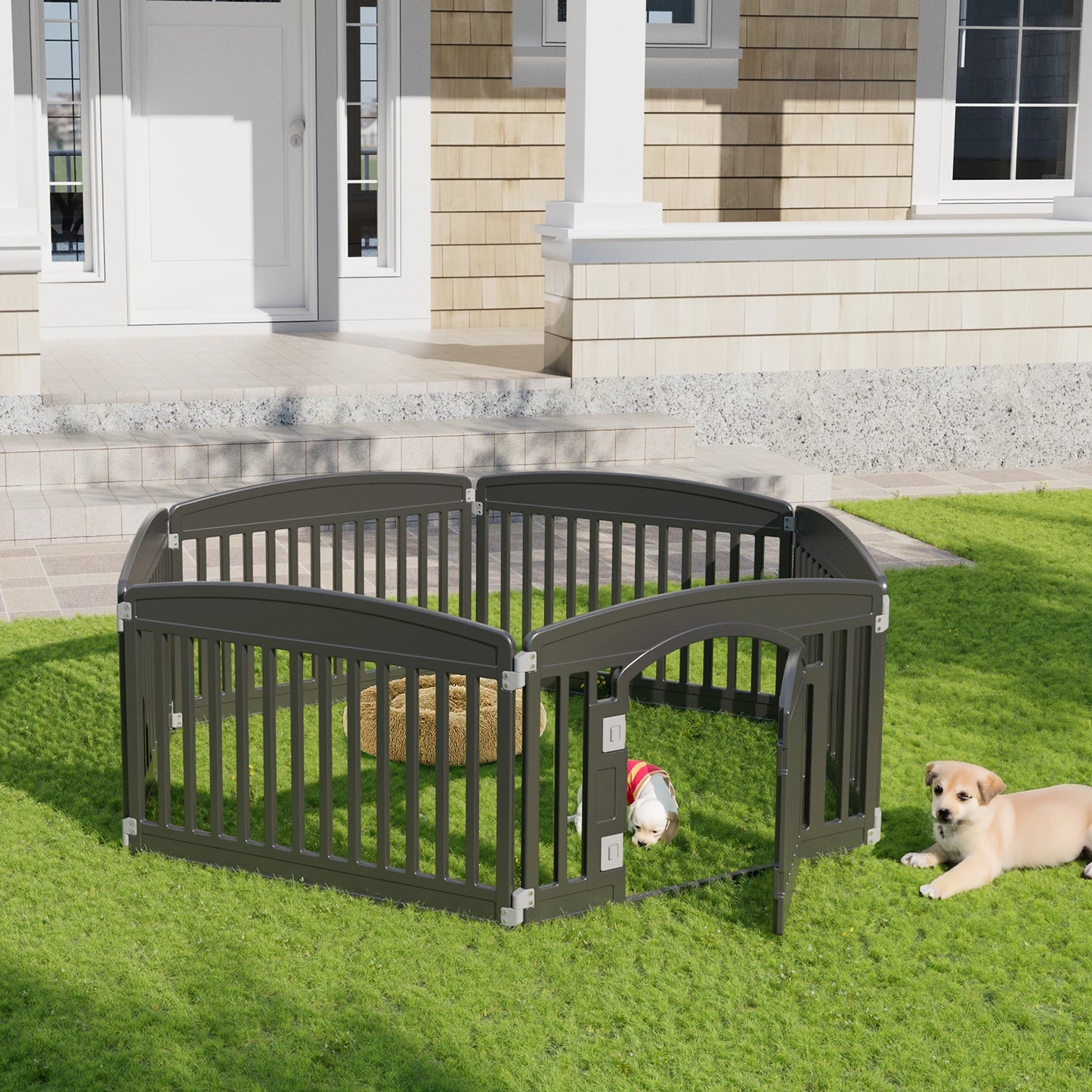 JHK Plastic Dog Playpen Six Panel Portable Indoor Outdoor Fence