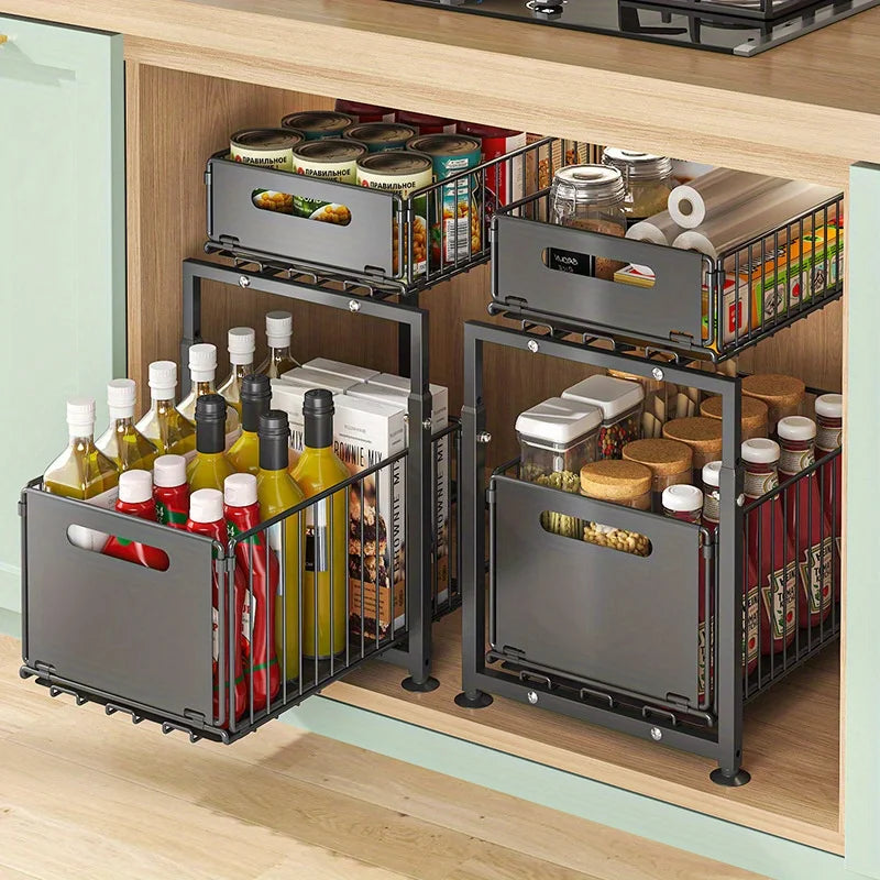 AEHOME 2 Tier Slide Out Cabinet Organizer Heavy Duty Sink