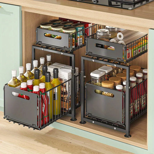 AEHOME 2 Tier Slide Out Cabinet Organizer Heavy Duty Sink