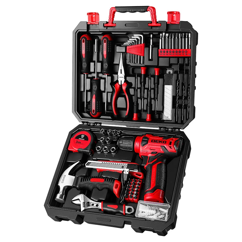 DEKO 8V Cordless Drill Tool Set 126 Piece Home Kit
