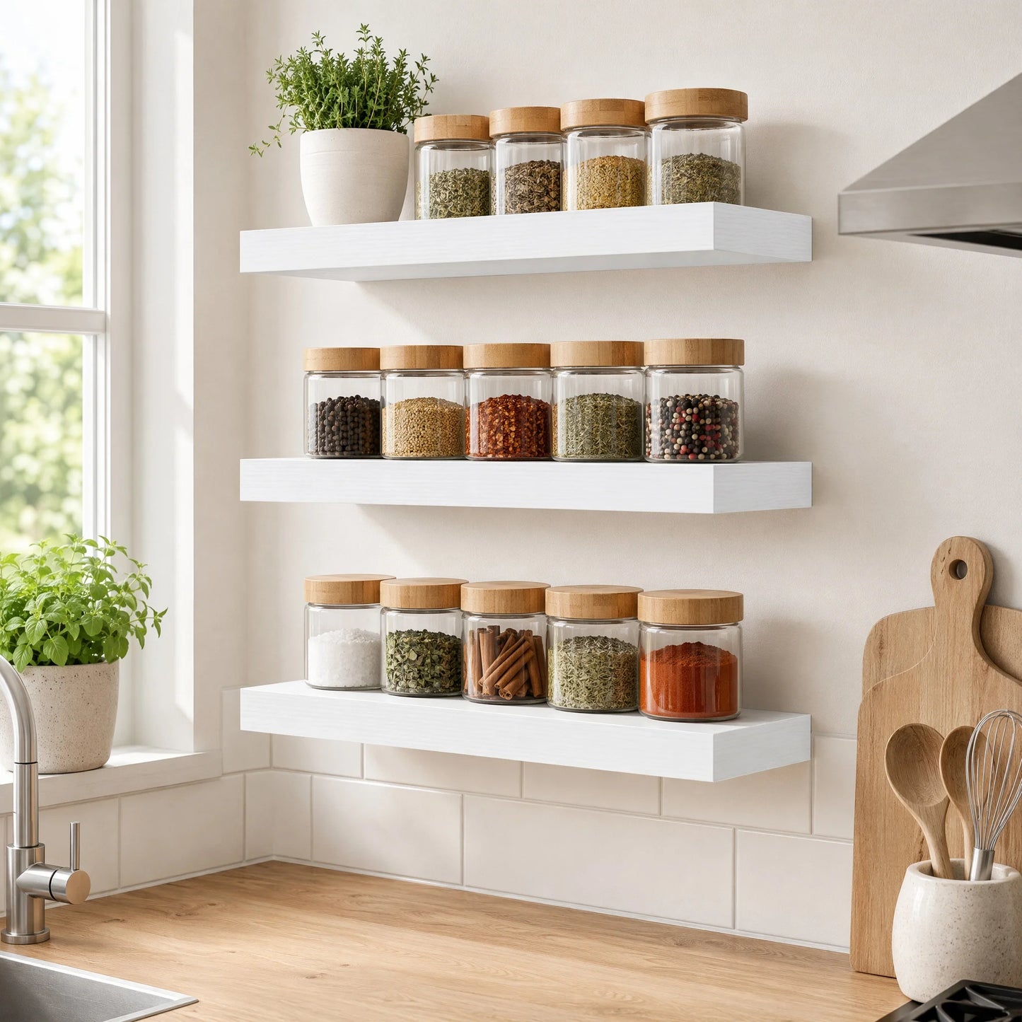 Floating Wall Shelves Set Of 3 With Invisible Brackets Laminate