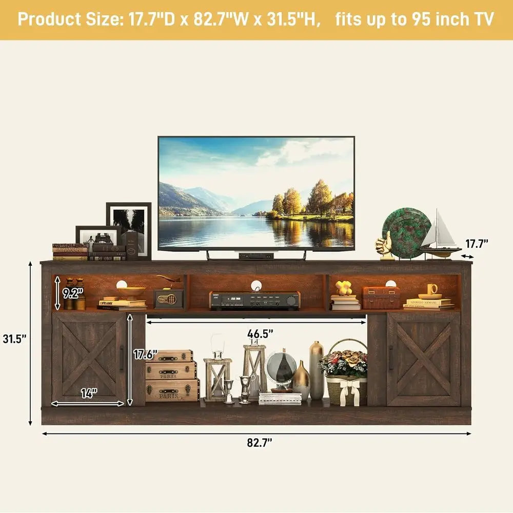 Contemporary Wooden Media Console With Integrated LED Lighting