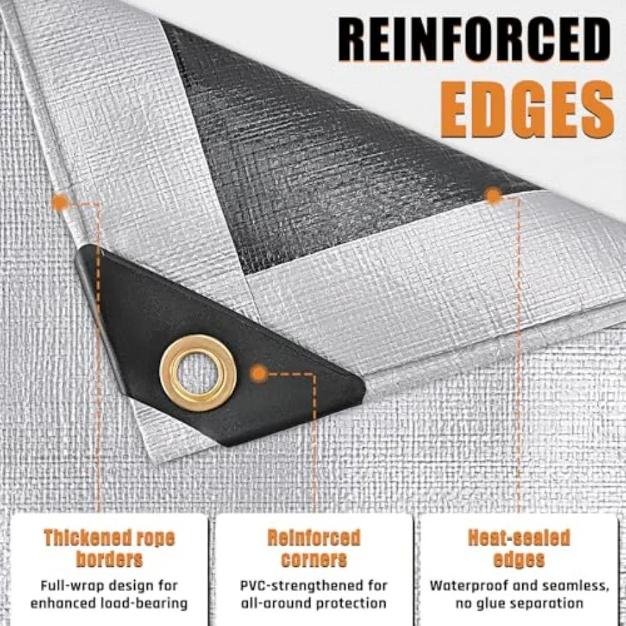 Heavy Duty Waterproof Tarp With Reinforced Edges And Brass Grommets