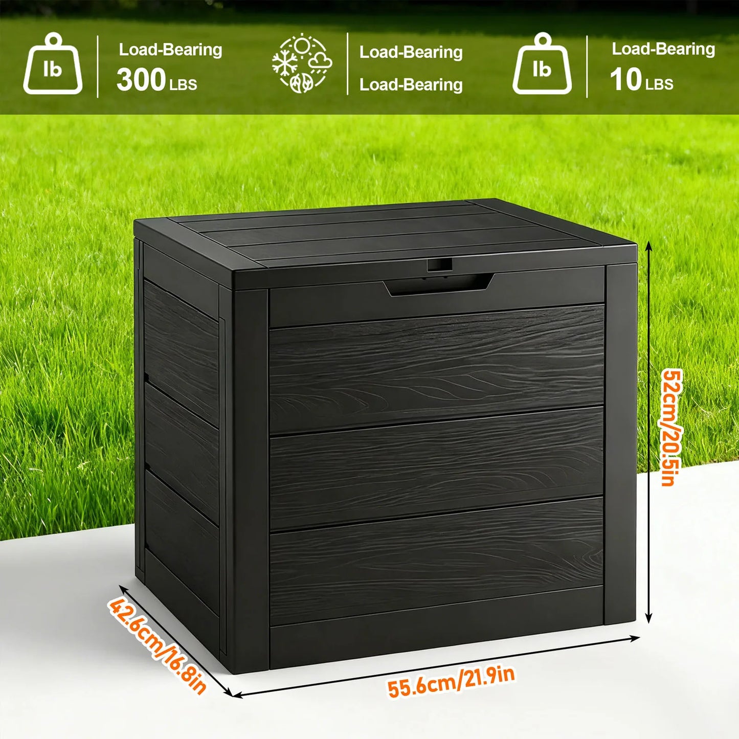 Sarenzoon Outdoor Deck Box With Lockable Lid And Plastic Storage
