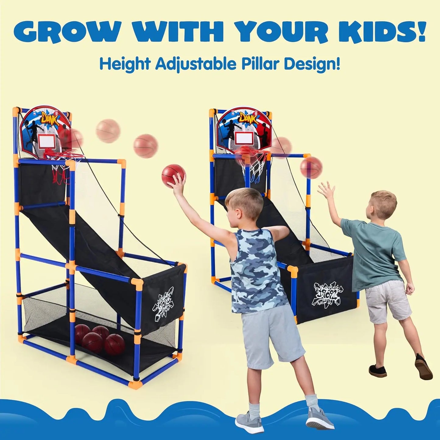 Joyfy Kids Arcade Basketball Stand With 4 Inflatable Balls