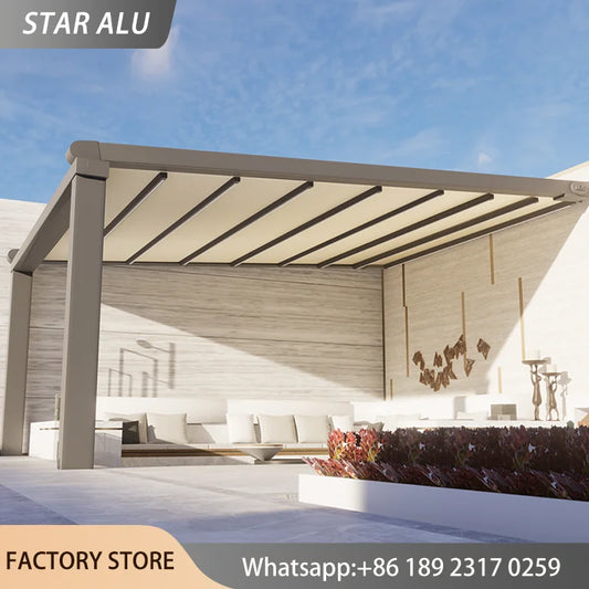 Automatic Retractable Awning Canopy PVC Sunshade For Patio Shelter