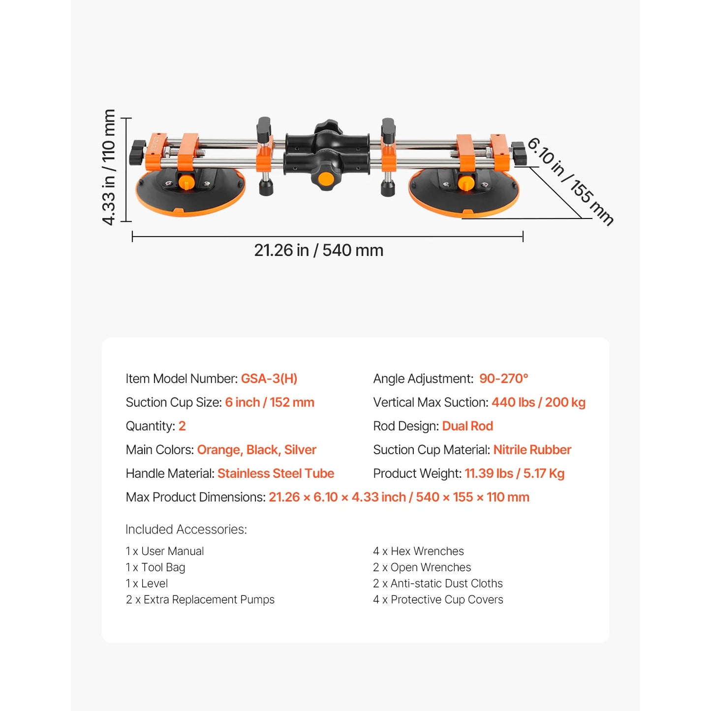 VEVOR Granite Tile Seam Setter 2 Pack With Suction Cups 90 To 270
