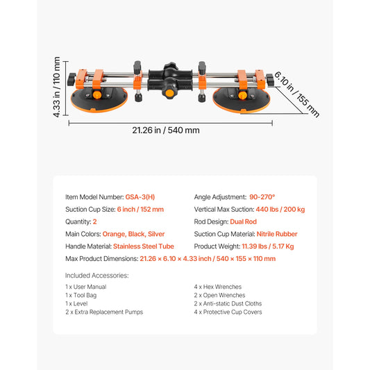 VEVOR Granite Tile Seam Setter 2 Pack With Suction Cups 90 To 270