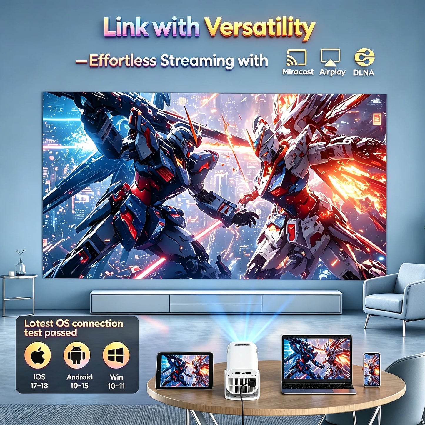XGODY Portable 4K Projector With WiFi Bluetooth Android 11
