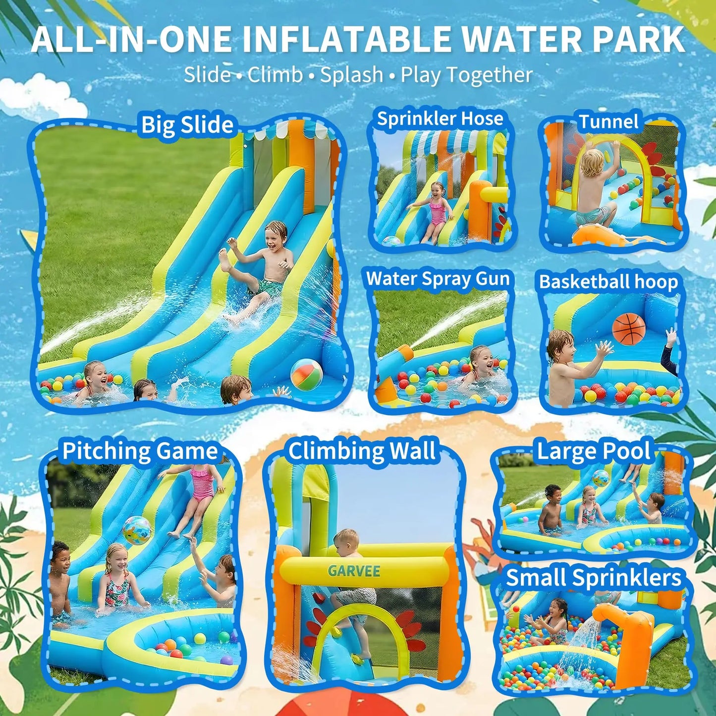 Himiss Eight In One Inflatable Water Slide Bounce House Blower