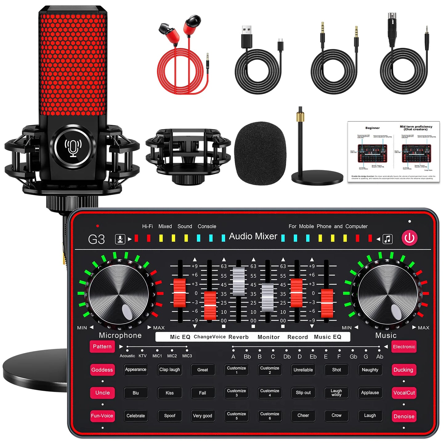 Tenlamp G3 Podcast Kit With USB Mixer And Wireless Mic