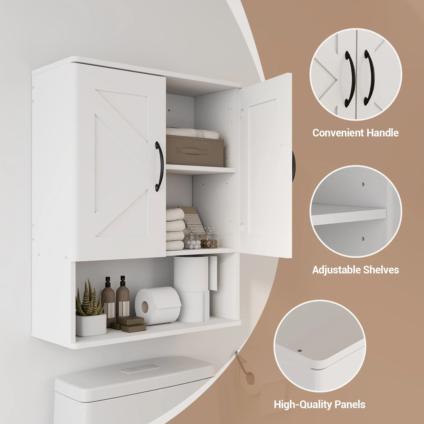 Huisenitre Wall Mounted Cabinet With Adjustable Shelves For Bathroom