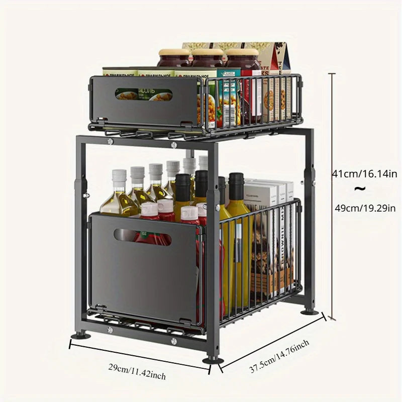 AEHOME 2 Tier Slide Out Cabinet Organizer Heavy Duty Sink