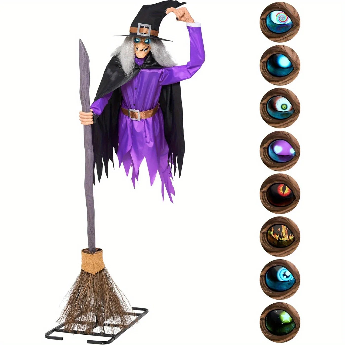Animated Halloween Flying Witch Decoration With Light Eyes And Spooky Voice