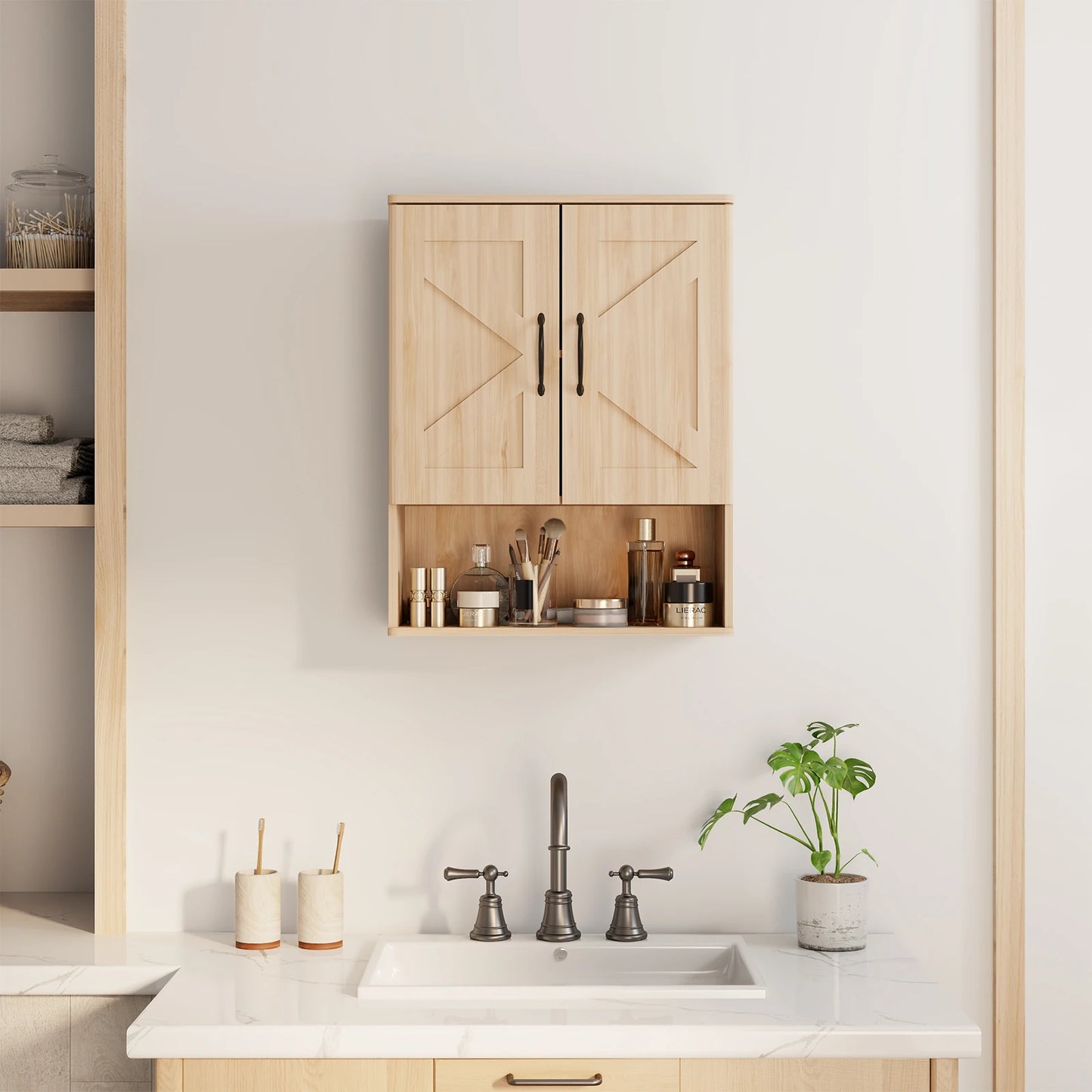 Huisenitre Wall Mounted Cabinet With Adjustable Shelves For Bathroom