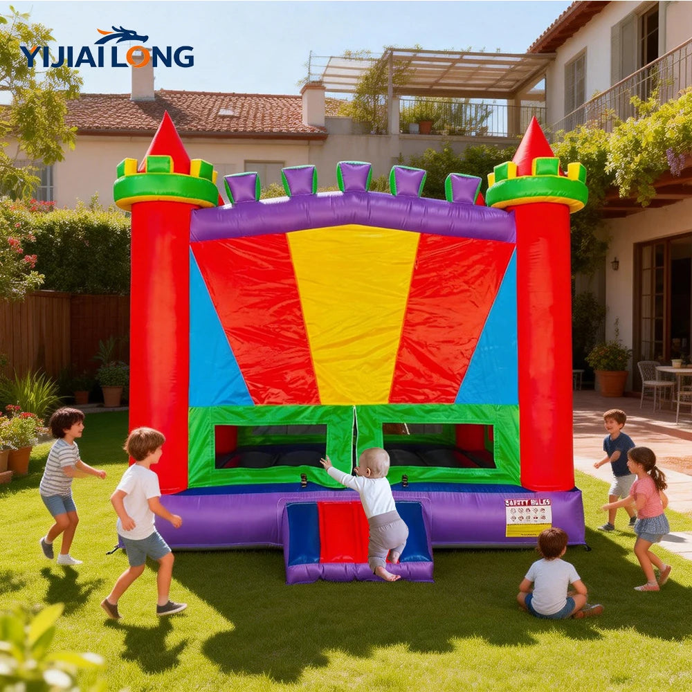 Heavy Duty Inflatable Bounce House With Steeple Top Design
