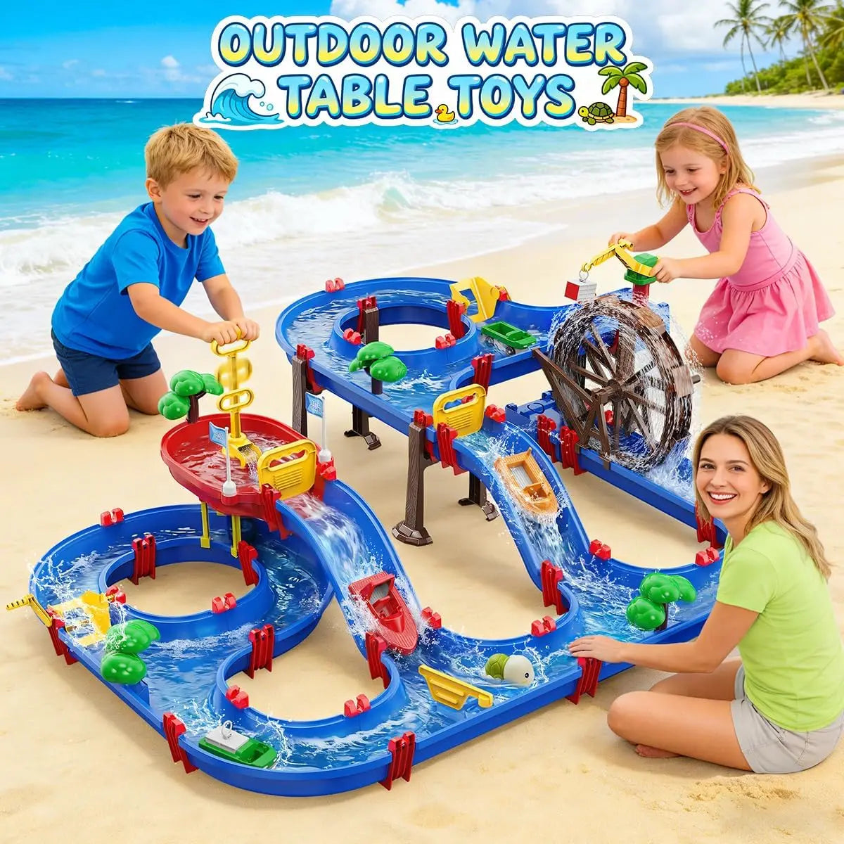 Vatos Two Tier Water Wheel Kids Outdoor Water Table Playset