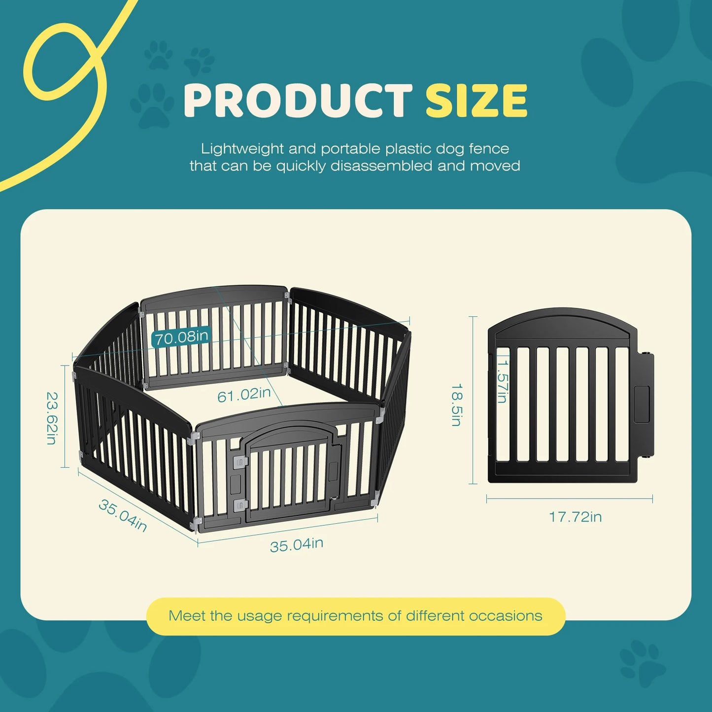 JHK Plastic Dog Playpen Six Panel Portable Indoor Outdoor Fence