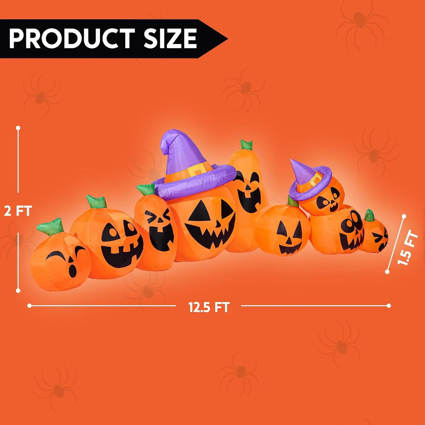 Halloween Inflatable Pumpkin Yard Decoration With LED Witch Hat