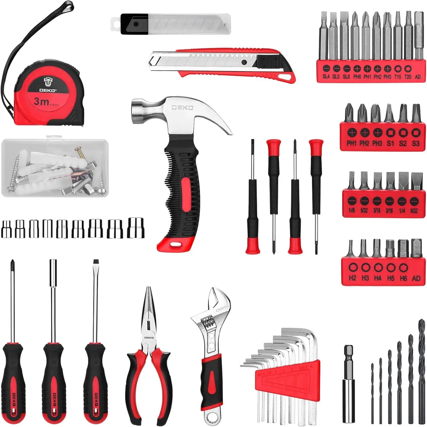 DEKO 8V Cordless Drill Tool Set 126 Piece Home Kit