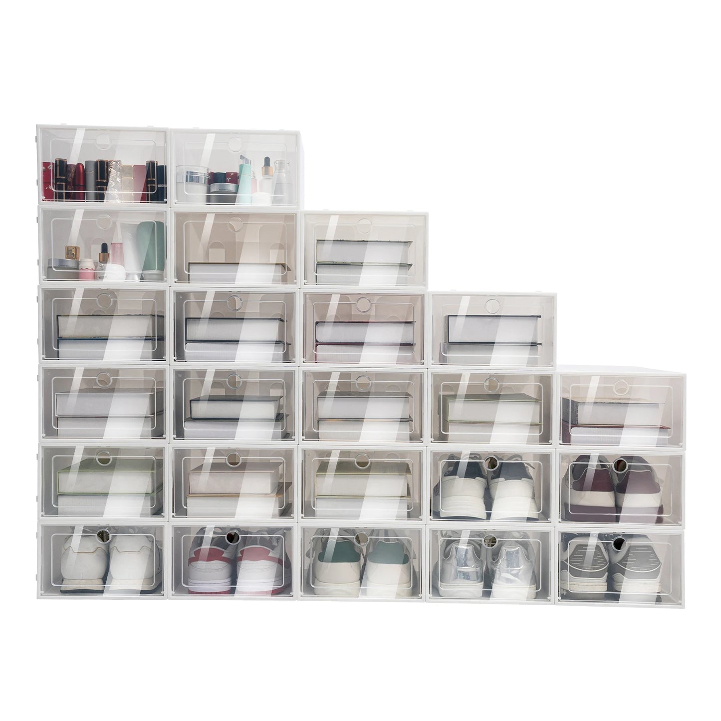 Foldable Flip Shoe Box Set 20 Or 24 Pack Clear Plastic Storage Case