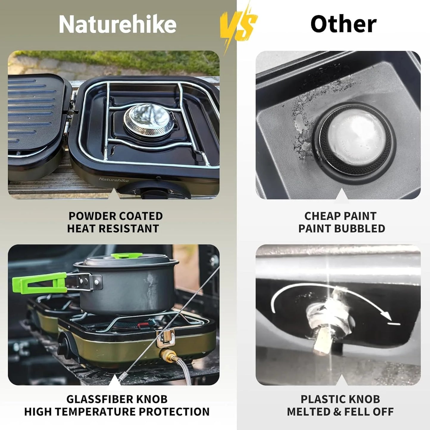 Naturehike 2 Burner Portable Folding Camping Gas Stove With Griddle