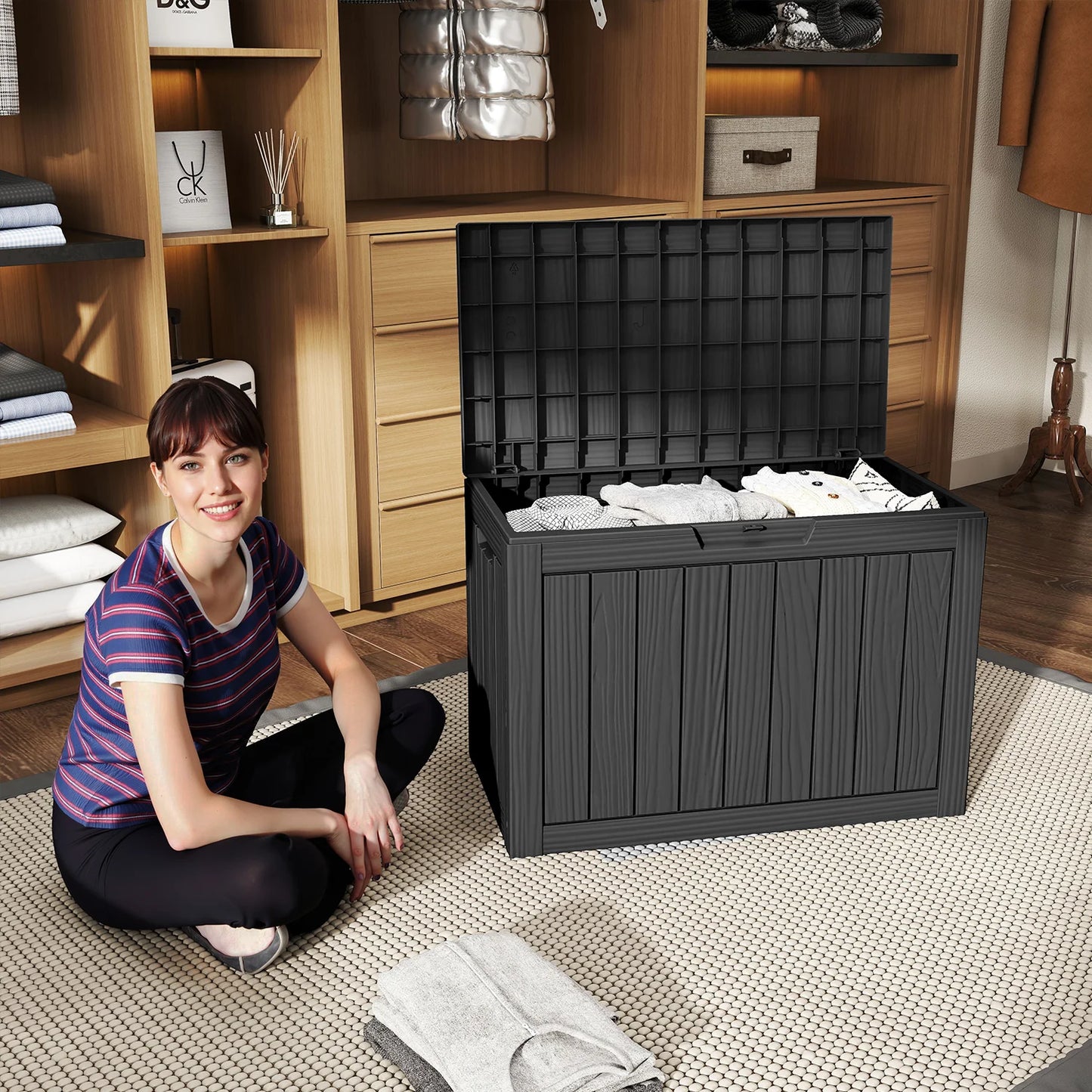 Weatherproof Outdoor Resin Deck Box Lockable Storage Container