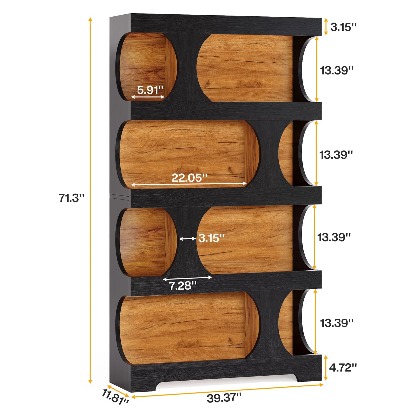 Tribesigns Wooden Freestanding Bookcase Four Tier Display Shelving